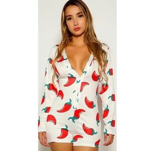 Chili pepper Long Sleeve Short Short Pajama Romper